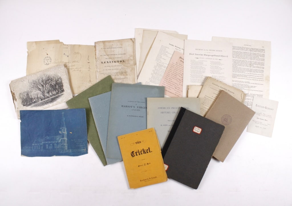 [AMERICANA PAMPHLETS] LOT OF 16 SOLD TOGETHER: AMERICANA PAMPHLETS. A lot of approximately 16 pieces sold together. Mid to late19th century, dates vary. Condition and sizes vary. Including souvenir view books, pamphlets, instructional, other paper