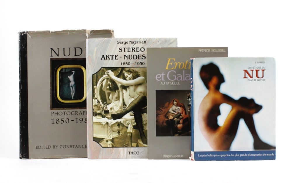 [BOOKS] NUDES. LOT OF 4 VOLUMES SOLD TOGETHER: NUDES. A lot of 4 volumes sold together. Including: Lorelle, Lucien. ESTHETIQUE DU NU DANS LE MONDE. Paris: Paul Montel, 1964. Quarto, paper boards, dust jacket, text in French. * Nazarieff, Serge. TH