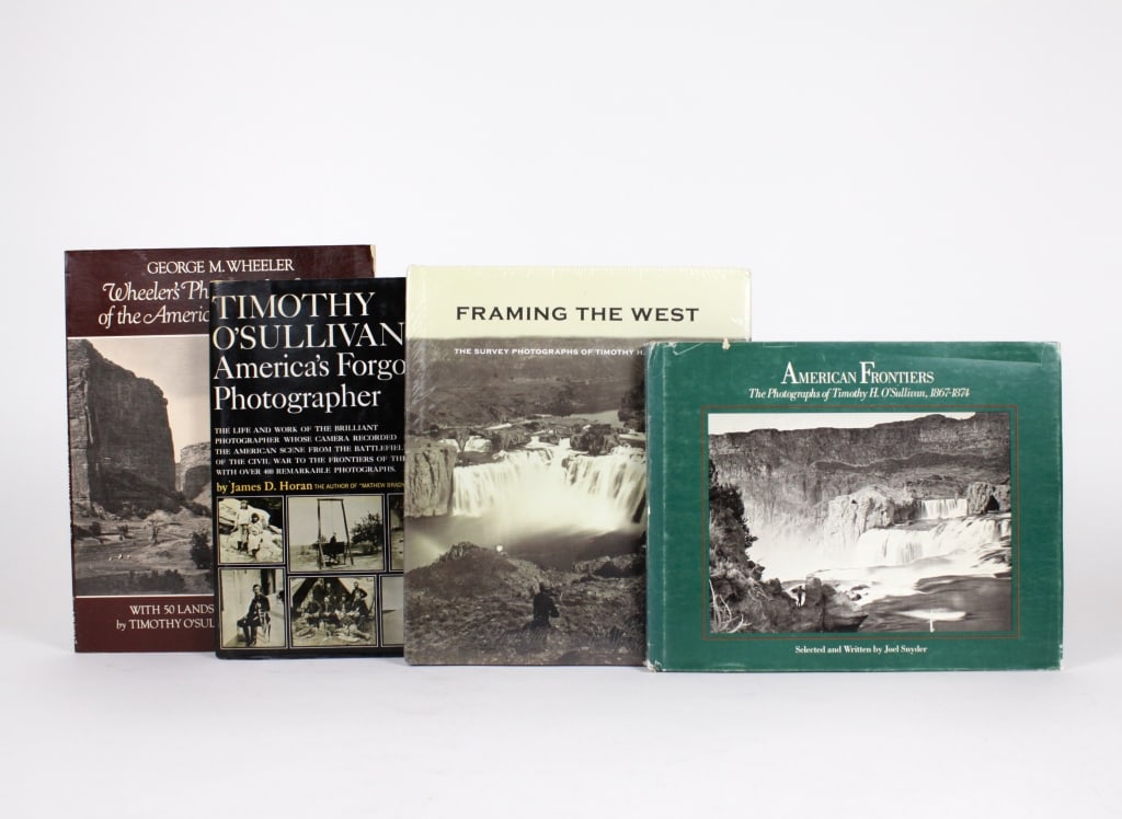 [BOOKS] O'SULLIVAN, TIMOTHY; WEST. LOT OF 4 VOLS: AMERICAN WEST: TIMOTHY H. O'SULLIVAN. A lot of 4 volumes sold together. Including: Snyder, Joel. AMERICAN FRONTIERS. THE PHOTOGRAPHS OF TIMOTHY H. O'SULLIVAN, 1867-1874. New York: Aperture, 1981. Oblo
