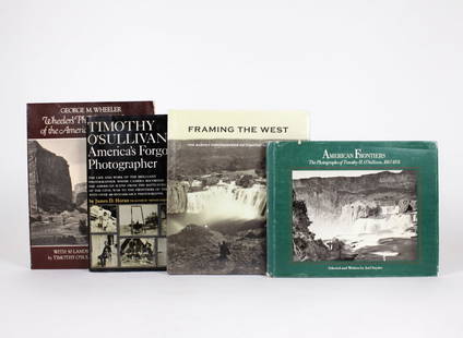 [BOOKS] O'SULLIVAN, TIMOTHY; WEST. LOT OF 4 VOLS: AMERICAN WEST: TIMOTHY H. O'SULLIVAN. A lot of 4 volumes sold together. Including: Snyder, Joel. AMERICAN FRONTIERS. THE PHOTOGRAPHS OF TIMOTHY H. O'SULLIVAN, 1867-1874. New York: Aperture, 1981. Oblo