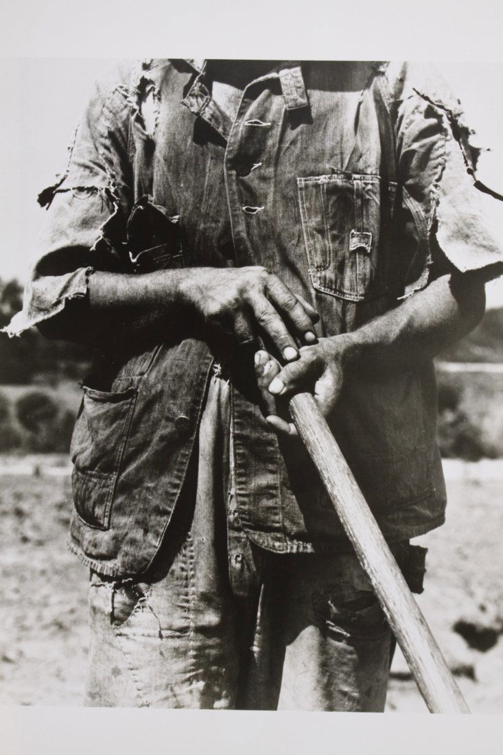 LANGE, DOROTHEA. HOE CULTURE, ALABAMA 1936: LANGE, Dorothea. HOE CULTURE, ALABAMA. 1936. Printed by Berkey K & L. Custom Svces. (New York) under supervision of Arthur Rothstein (backstamp). Silver print printed on larger sheet, mounted with pla