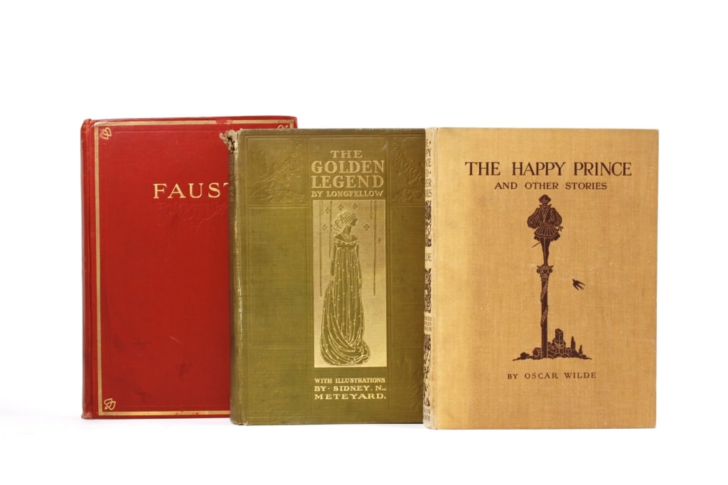 [ILLUSTRATED LITERATURE] LOT OF 3 VOLS TOGETHER: ILLUSTRATED LITERATURE. A lot of 3 volumes sold together. All quarto, cloth boards, colour plates. Including: Wilde, Oscar; Robinson, Charles. THE HAPPY PRINCE AND OTHER TALES. London: Duckworth, 1935