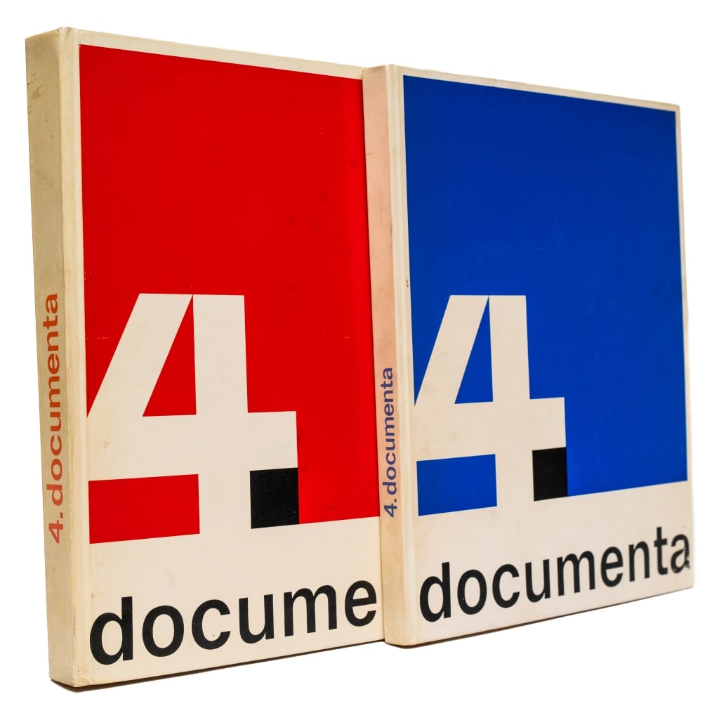 4. DOCUMENTA. KATALOGS 1 & 2. 2 VOLS. 1968: 2 volumes: 4. DOCUMENTA, Katalogs 1 and 2. Kassel: Druck + Verlag, 1968. 2 vols, quarto. Printed paper boards. Illustrated in black-and-white and colour. Generally good condition, various imperfection