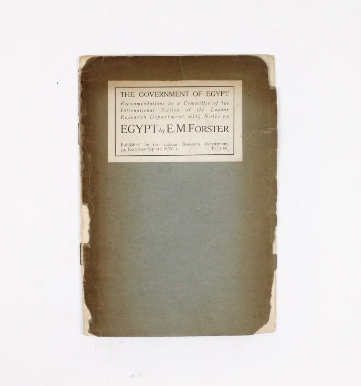 FORSTER, E.M. GOVERNMENT OF EGYPT. (1920s) (1 of 1)