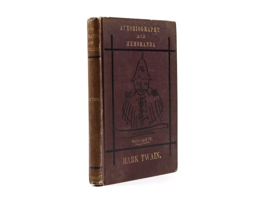 TWAIN, M. AUTOBIOGRAPHY. FIRST ROMANCE... (1871): Twain, Mark. AUTOBIOGRAPHY, (BURLESQUE.) FIRST ROMANCE, AND MEMORANDA. Toronto: James Campbell & Son, n.d. (c. 1871). 1st book publication of "My Late Senatorial Secretaryship." 8vo, publisher's full 