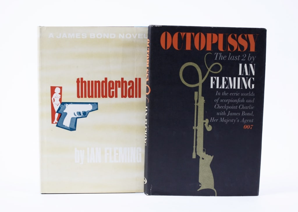 [FLEMING, IAN] OCTOPUSSY / THUNDERBALL. BOOK CLUB: FLEMING, IAN. A lot of 2 volumes sold together. Both 8vo, cloth or leatherette boards, dust jackets, book club editions. Including: OCTOPUSSY. New York: New American Library, 1966. * THUNDERBALL. New 
