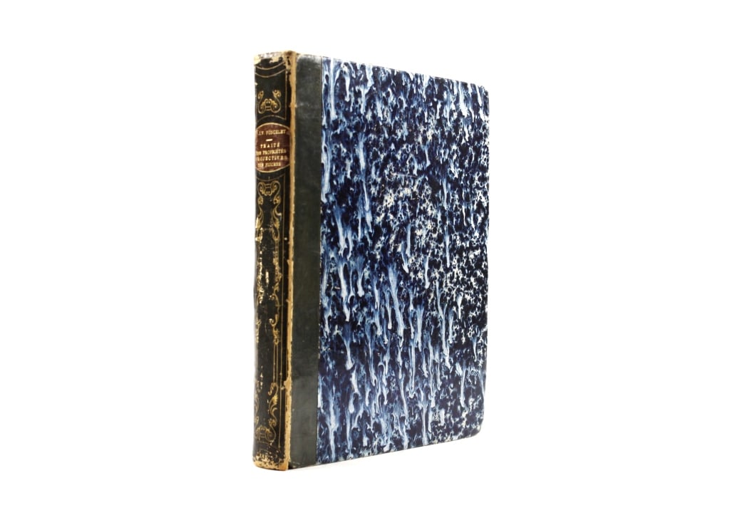 PONCELET. TRAITE DES PROPRIETES PROJECTIVES. 1822: Poncelet, J.V. TRAITE DES PROPRIETES PROJECTIVES DES FIGURES. Paris: Bachelier, Libraire, 1822. Quarto. Marbled paper boards backed in black calf. Spine gilt with red morocco label. Marbled endpapers.
