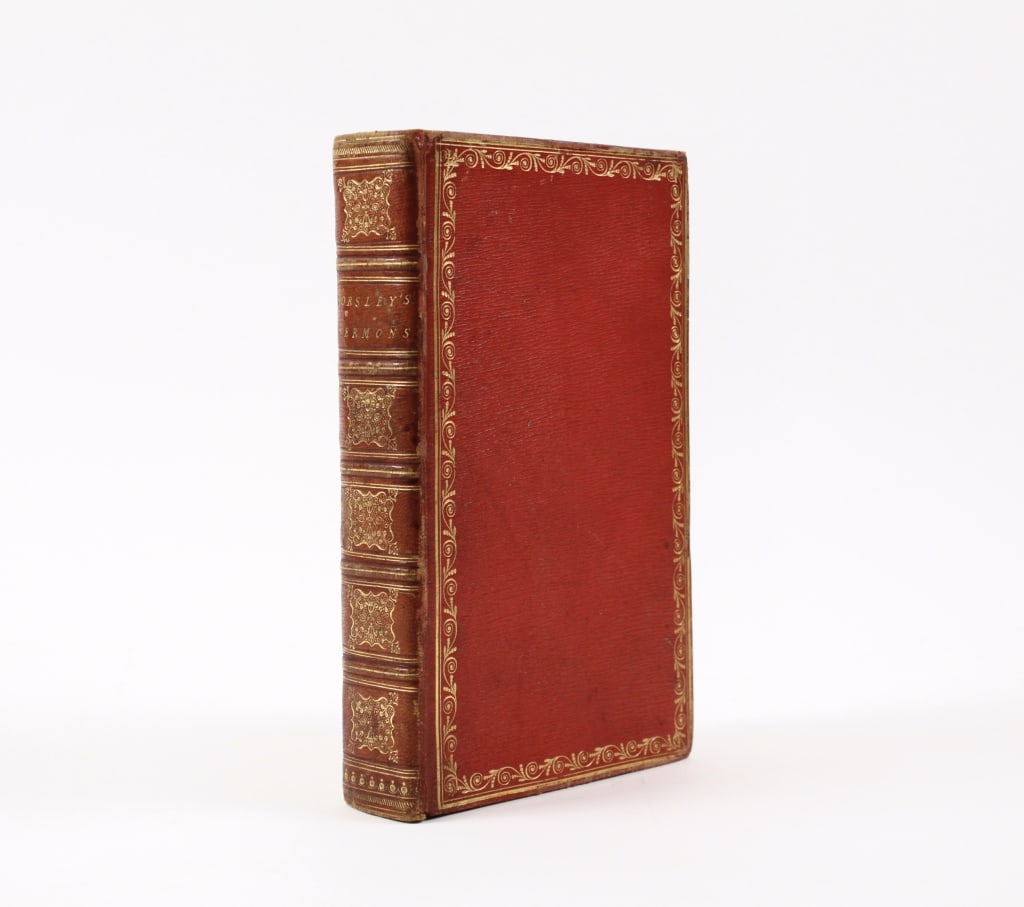 [BINDING] HORSLEY, SAMUEL. SERMONS. 1811: [Binding]. Horsley, Samuel. SERMONS BY SAMUEL HORSLEY. LATE LORD BISHOP OF ST. ASAPH. Dundee: Longman, Hurst, Rees, Orme & Brown et al, 1811. 2nd edition. 8vo. Full red straight-grain morocco boards w