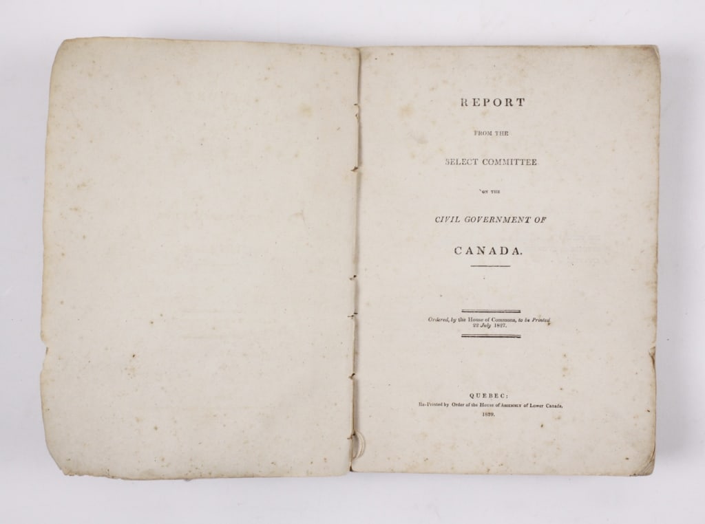 REPORT FROM COMMITTEE ON GOV OF CANADA. 1829 (1 of 2)