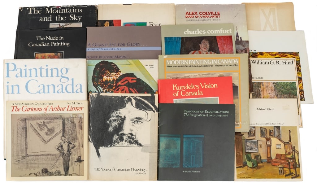 [CANADIAN ART] LOT OF 17 VOLUMES SOLD TOGETHER: CANADIAN ART. A lot of 17 volumes sold together. Generally good-very good condition, various imperfections. Including: Duval, Paul. FOUR DECADES: THE CANADIAN GROUP OF PAINTERS AND THEIR CONTEMPORARIE