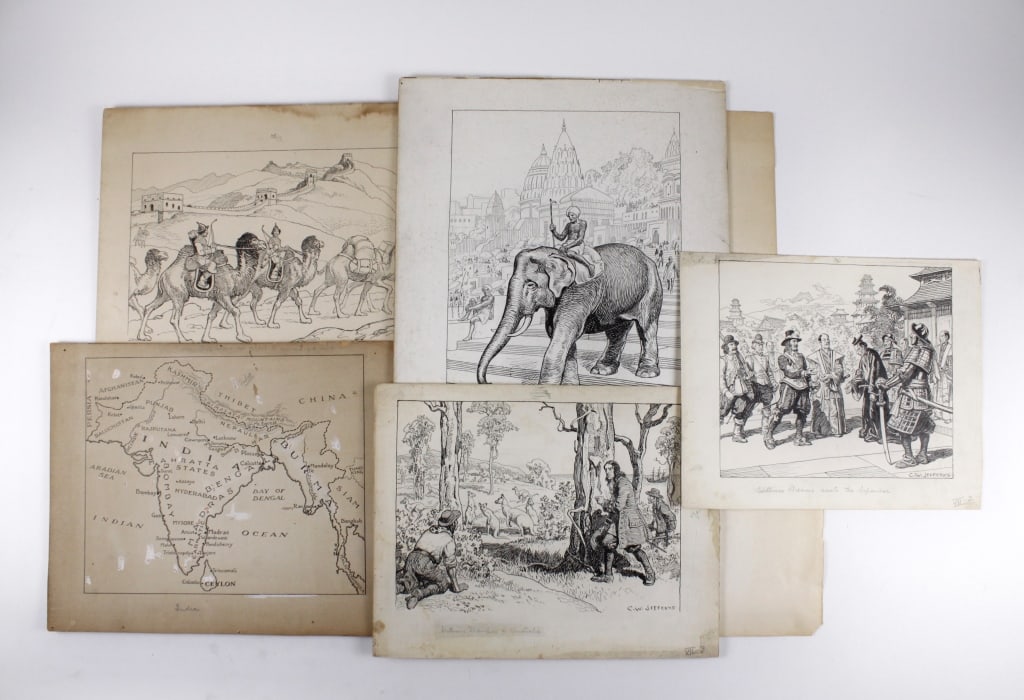 [JEFFERYS, C.W.] COLONIAL ACTIVITIES. 5 OG DRAWING (1 of 2)