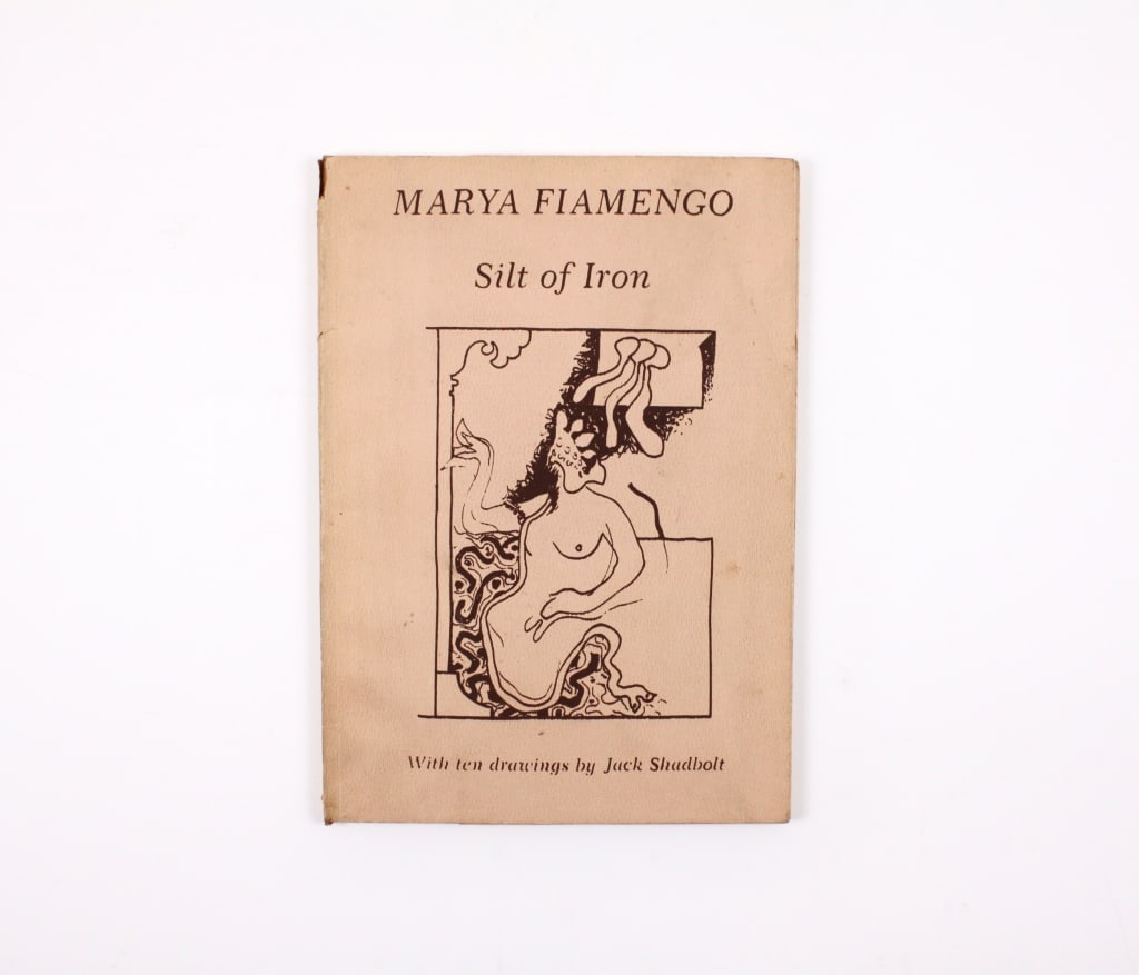 SHADBOLT, JACK; FIAMENGO. SILT OF IRON. 1971: Shadbolt, Jack; Fiamengo, Marya. SILT OF IRON. Montreal: Ingluvin Publications, 1971. 8vo, illustrated wraps with folding flaps. Generally good condition, various imperfections: occasional marks, spin