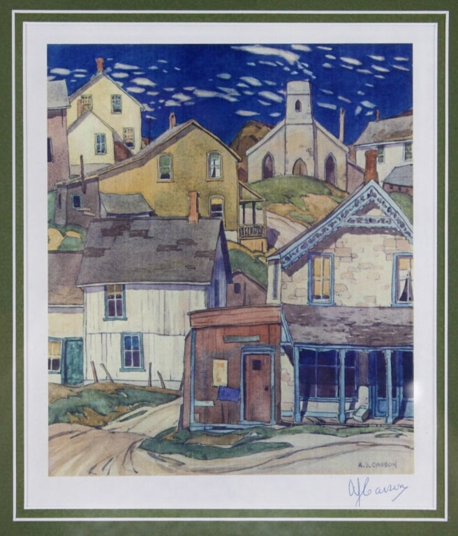 CASSON, A.J. HILLSIDE VILLAGE, 1927. LITHO, SIGNED (1 of 4)