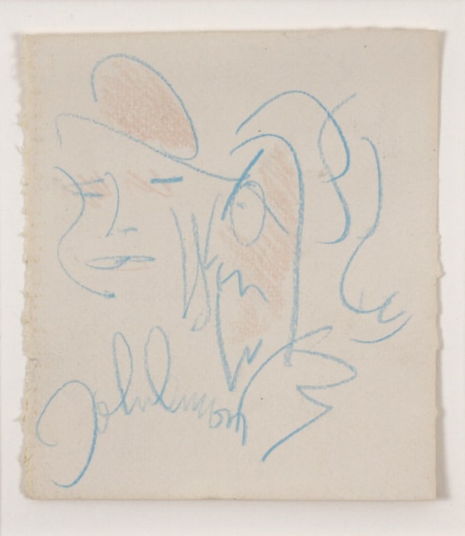 LENNON, JOHN. ORIGINAL DRAWING. PORTRAIT W/ ONO (1 of 3)