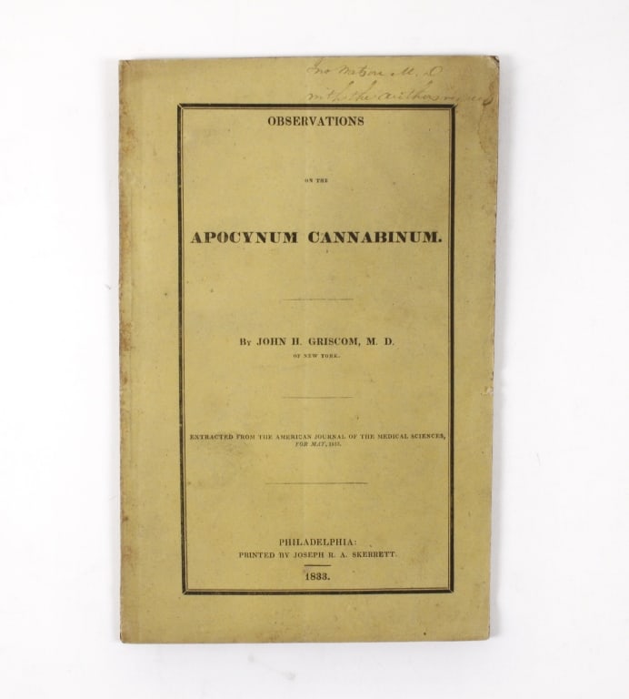 GRISCOM, JOHN H. APOCYNUM CANNABINUM. 1833 (1 of 3)