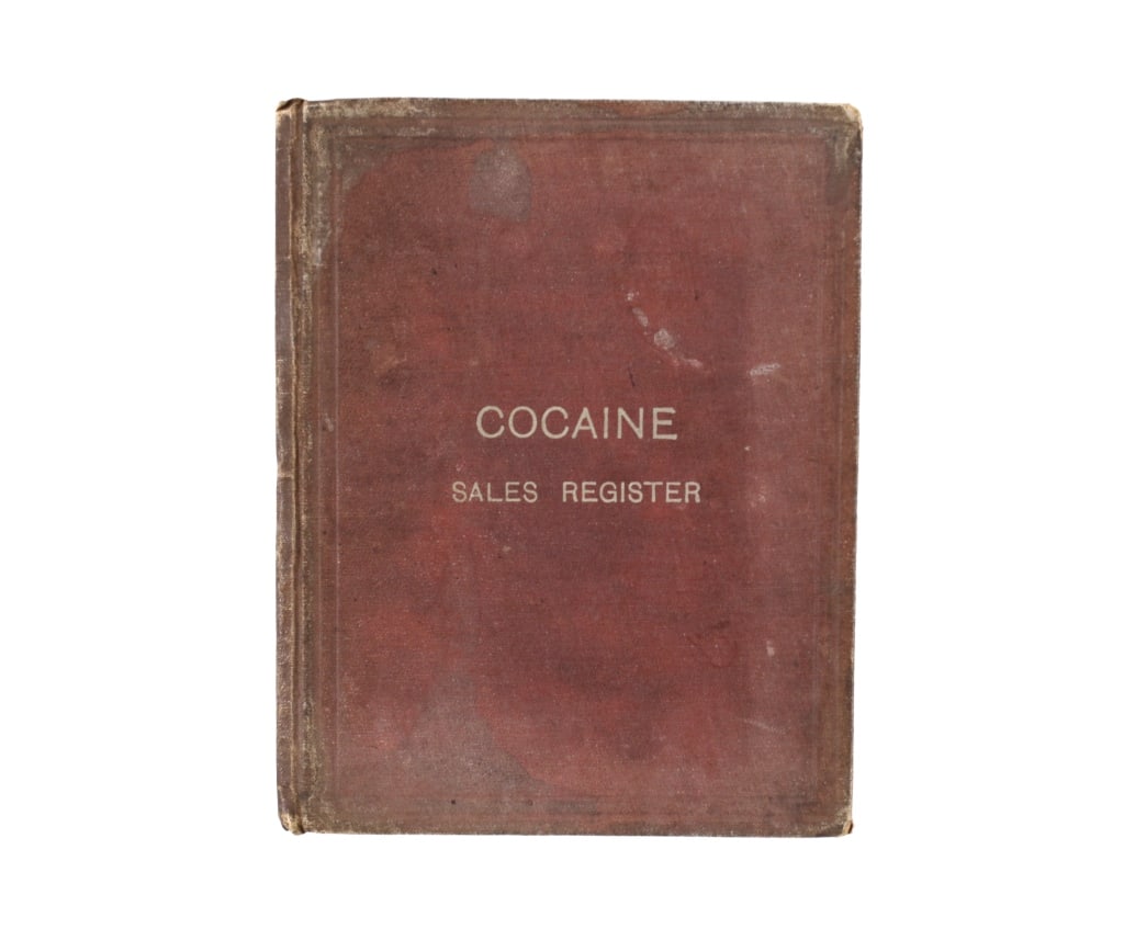 COCAINE SALES REGISTER 1916-37, LONDON: COCAINE SALES REGISTER. London: 1916-37. 8vo, red-brown cloth boards. First two pages of register used, remaining blank. Generally good condition, various imperfections. *Additional images and detaile