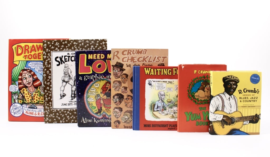 [CRUMB, R.] 11 VOLS, INCLUDING YUM YUM 1st ED SIGNED: CRUMB, R. etc. A lot of 11 volumes sold together. Including: THE YUM YUM BOOK. [SIGNED] SF: Scrimshaw Press, 1975. 8vo,paper boards, dust jacket, clipped. Signed on front free endpaper. * R. CRUMB'S H