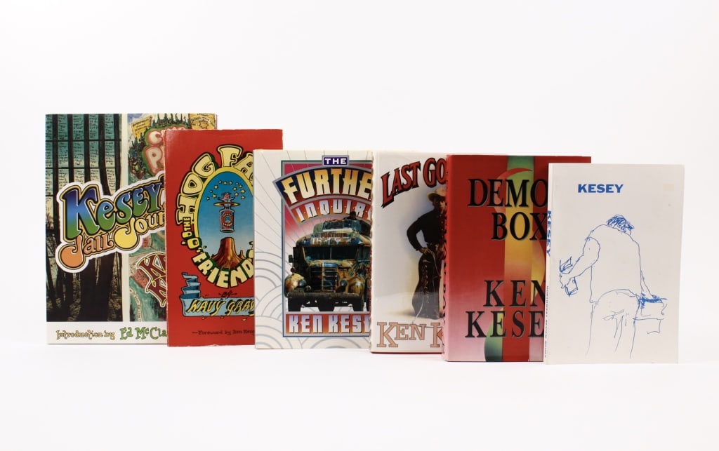 [KESEY, KEN] LOT OF 6 VOLUMES SOLD TOGETHER: KESEY, KEN. A lot of 6 volumes sold together. Including: DEMON BOX [SIGNED]. New York: Viking Penguin, 1986. 8vo, paper and cloth boards, dust jacket, clipped. Inscribed on title. Marker notation on f