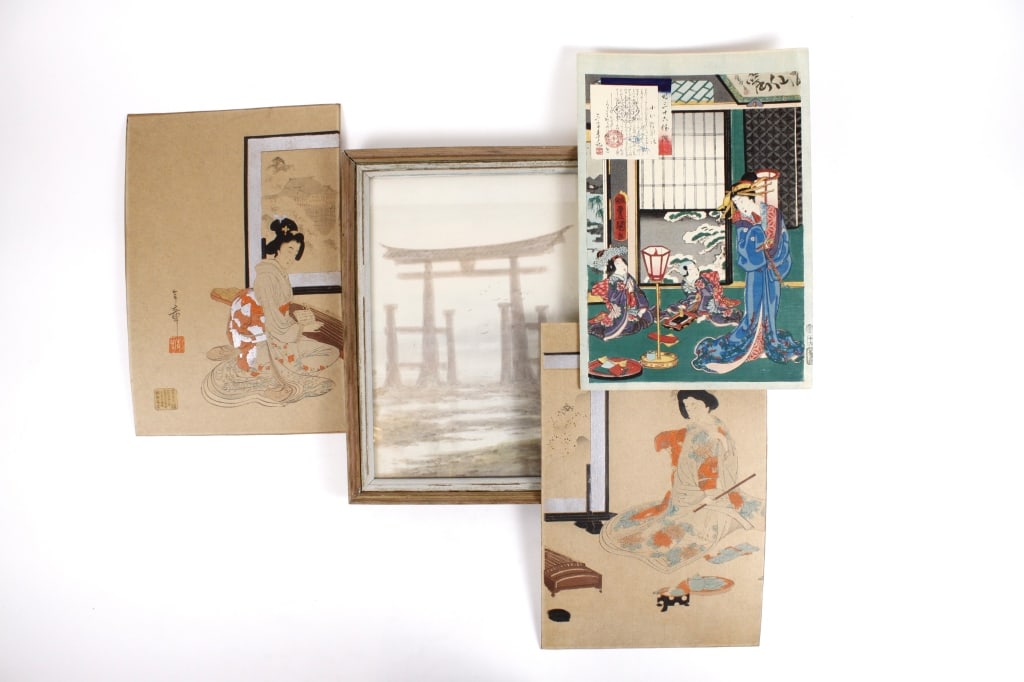 [JAPANESE] UKIYO-E, WATERCOLOUR. LOT OF 4 TOGETHER (1 of 7)