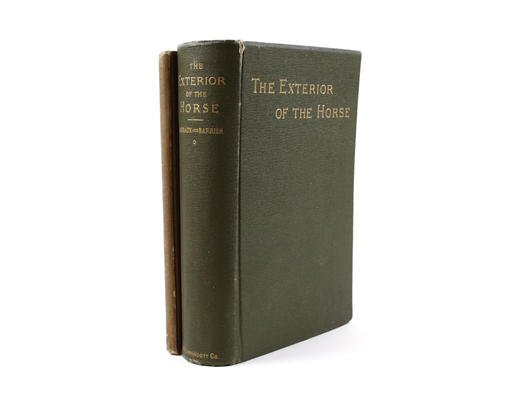 [HORSE CARE] LOT OF 2 VOLUMES SOLD TOGETHER: HORSE CARE. A lot of 2 volumes sold together. Both illustrated. Including: Roehl, Louis M. HARNESS REPAIRING. Milwaukee: Bruce Publishing Company, 1921. 8vo, cloth boards. * Goubaux, Armand; Barrier, 