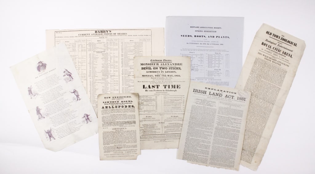 [BROADSIDES] LOT OF 7 SOLD TOGETHER. 1824-1881 (1 of 8)