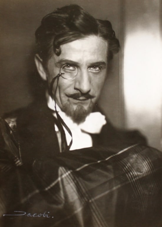 JACOBI, LOTTE. TIBOR VON KOLUREG. c.1920: JACOBI, Lotte. TIBOR VON KOLUREG. ADELE KERN, MARIA RAJKL, & KARL YIRKIN. Gelatin silver print. Circa 1920 [verso penciled circa 1929]. Signed lower left. Verso with Jacobi's backstamp. 8.5" x 6.25". 