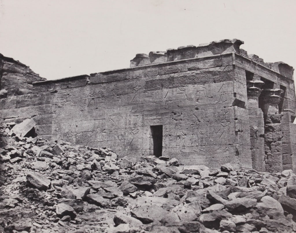 DU CAMP, MAXIME. NUBIE, TEMPLE DE DANDOUR. 1852: DU CAMP, Maxime. NUBIE (NUBIA, EGYPT): TEMPLE DE DANDOUR. Pl. 93. Lille (France): Gide et Baudry, Blanquard-Evrard, circa 1852. Salt print. Plate 93 from "Egypte, Nubie, Palestine et Syrie" (1852). Pr