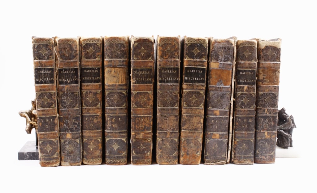 PARK. HARLEIAN MISCELLANY. 10 VOLS. 1808-1813: Park, Thomas. 10 vols: THE HARLEIAN MISCELLANY: A COLLECTION OF SCARCE, CURIOUS, AND ENTERTAINING PAMPHLETS AND TRACTS, AS WELL IN MANUSCRIPT AS IN PRINT. London: John White; John Murray, 1808-1813. 1