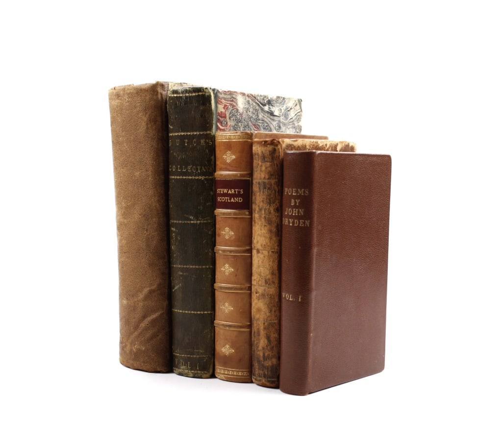 [ANTIQUARIAN] LOT OF 5 VOLUMES SOLD TOGETHER: ANTIQUARIAN. A lot of 5 volumes sold together. Including: Mavor, William. THE HISTORY OF THE EMPIRE OF GERMANY; AND THE ELECTORATES... New York: Isaac Collins and Son, 1804. Small 8vo, full calf board