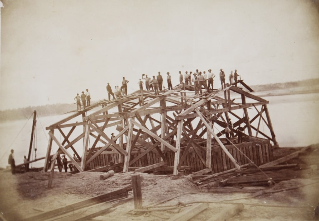 KANSAS CITY BRIDGE. ALBUMEN PRINT. 1867 (1 of 3)