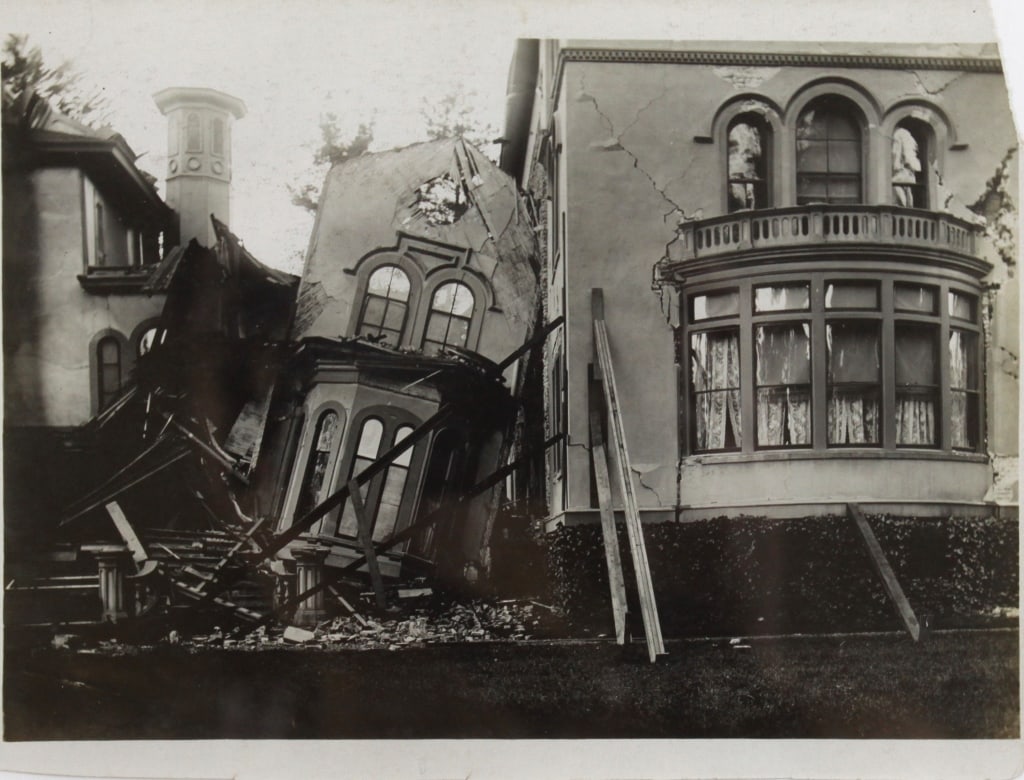 [SAN FRANCISCO] LOT OF 11 PRINTS TOGETHER: SAN FRANCISCO. A lot of 11 prints sold together. Silver prints and other. Photographs of the 1906 earthquake, also large procession of Grand Army of the public on Market Street, August 1886 (mounted t