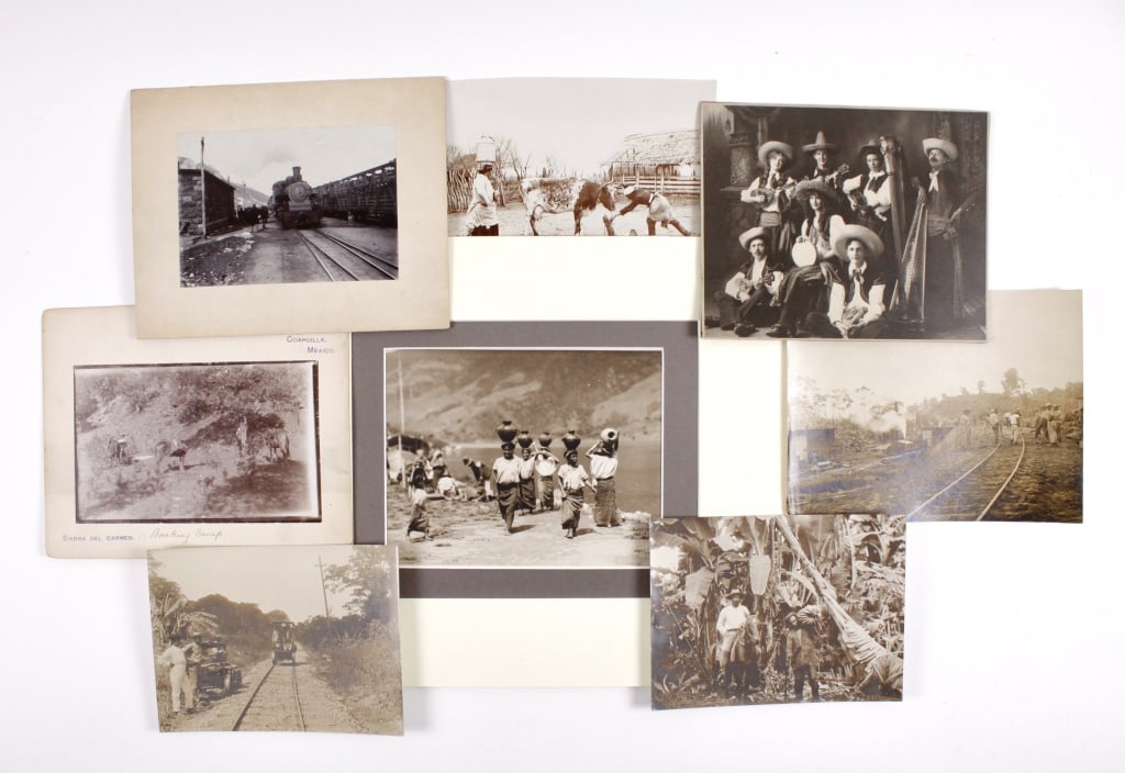 [MEXICO / SOUTH AMERICA] LOT OF 8 PRINTS TOGETHER: MEXICO AND SOUTH AMERICA. A lot of 8 photographs sold together. Mostly silver prints, some mounted, one hinged to mat. Some identified. Including: "Culling fruit" (photo by J.H. Genvet, PANAMA, 1907-1