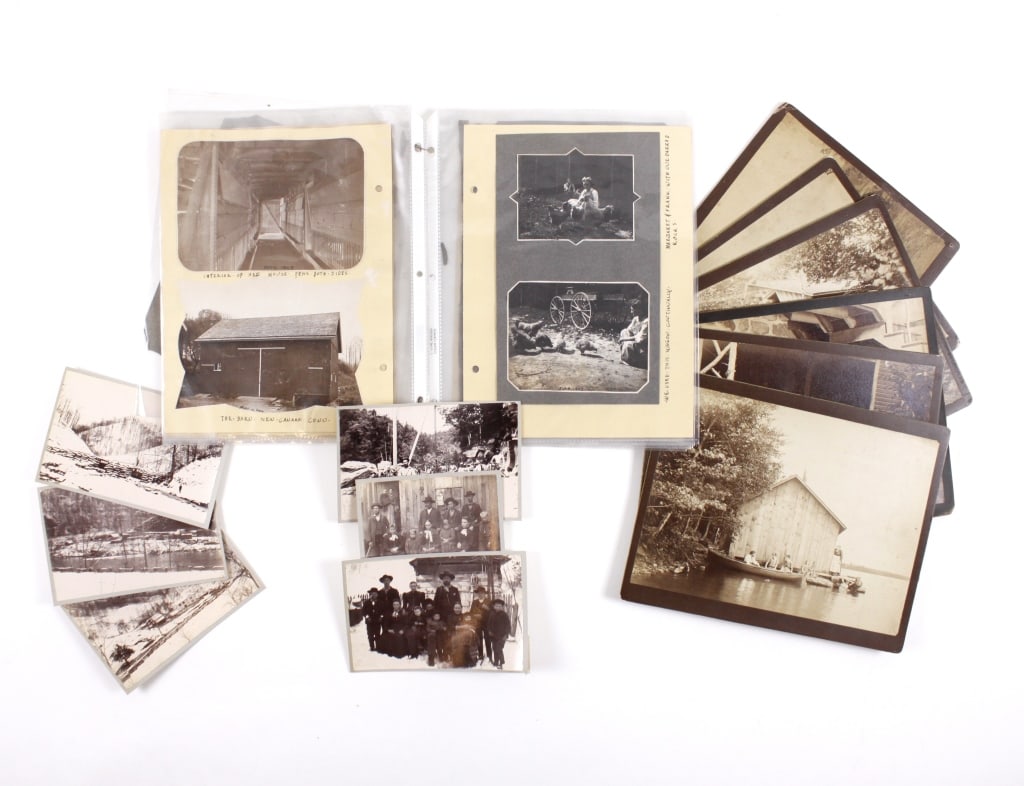 [AMERICAN VERNACULAR PHOTO GROUPS] LOT OF 49: AMERICAN VERNACULAR PHOTO GROUPS. A lot of 49 prints sold together. Circa 1900s-1910s (many prints dated). Silver prints and cyanotypes, all mounted, many captioned. 6 prints mounted to photographic b