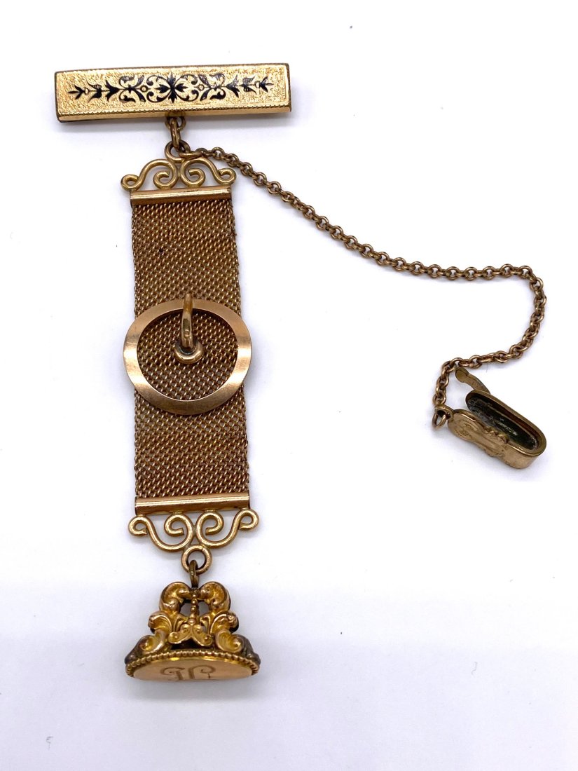 Victorian Pin with Fob: Antique Ladies watch fob. Circa 1860's perfect condition. Gold filled. This sale is online only-no public preview or live in house sale will be held. Please ask for additional photos or information ab