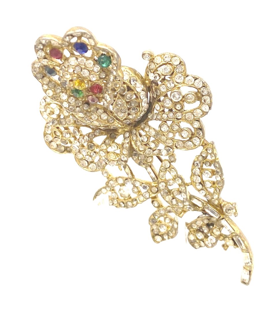 Huge 4" Pot Metal Costume Jewelry Flower Brooch (1 of 7)