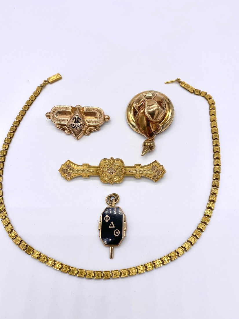 Five piece Victorian Jewelry Lot Gold filled (1 of 7)