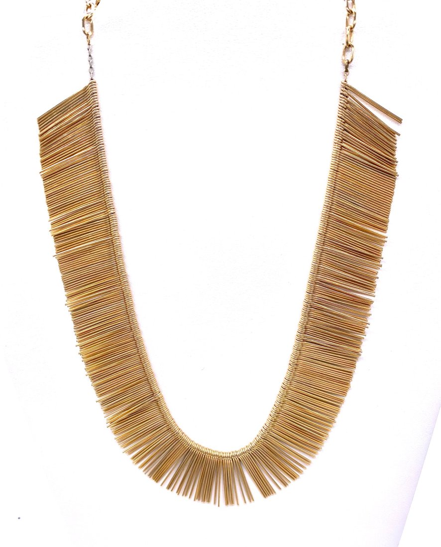 Beautiful Gold Tone Fringe Bib Necklace (1 of 5)