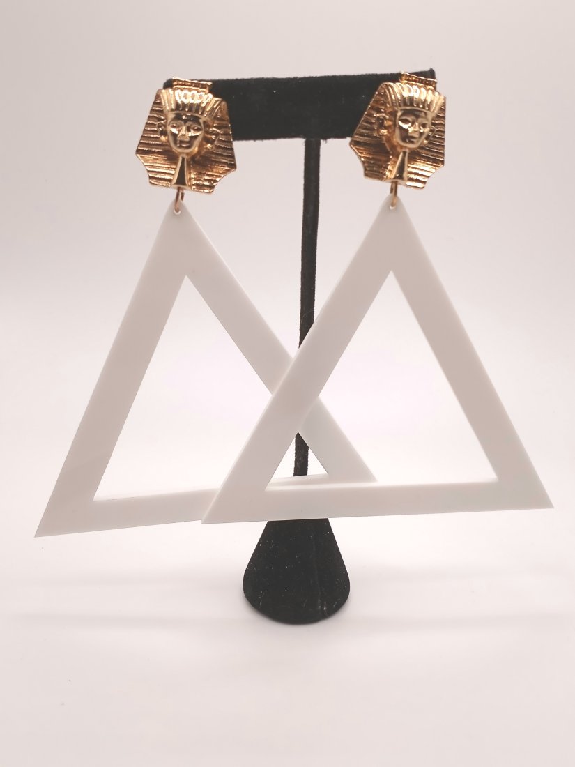 80's Huge Plastic Triangle Stud Earrings (1 of 5)