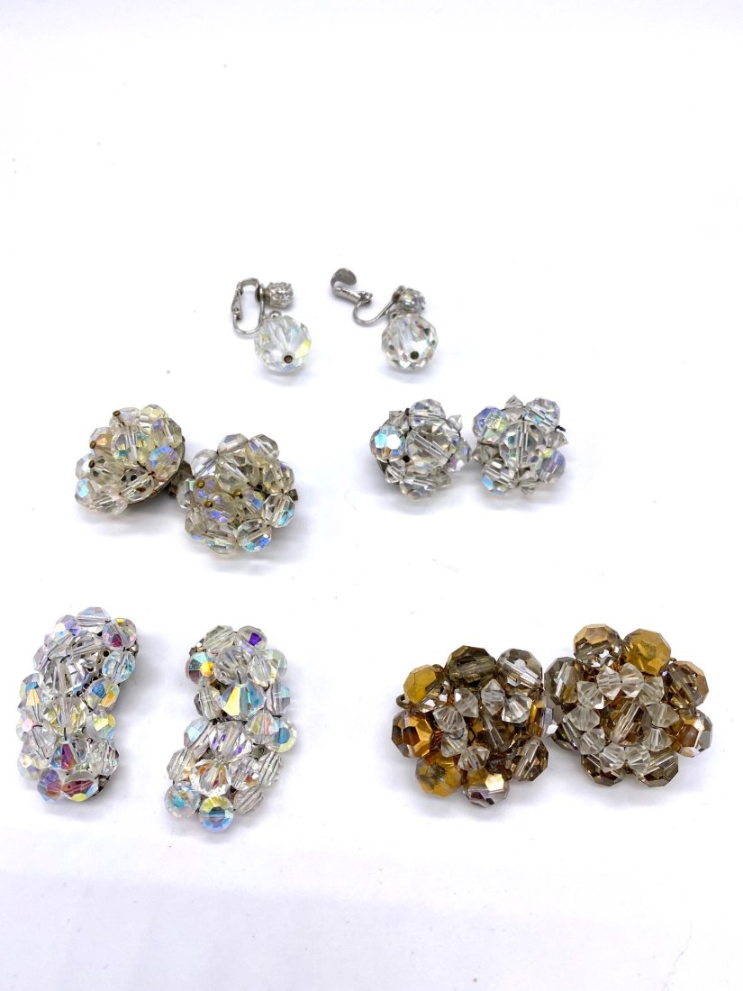 Five Pair of Crystal Vintage Earrings (1 of 3)