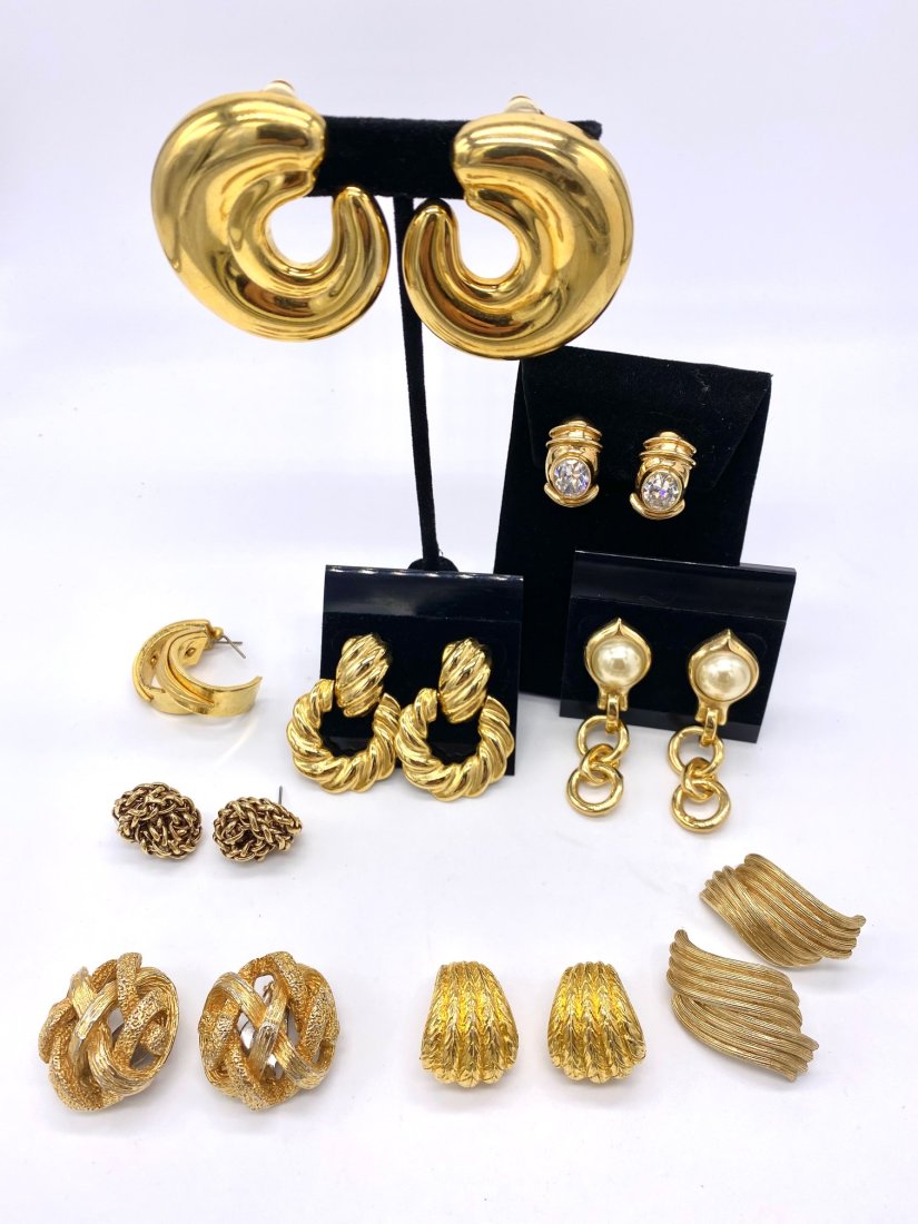 Group of Gold Tone Pierced and Clip Earrings (1 of 5)