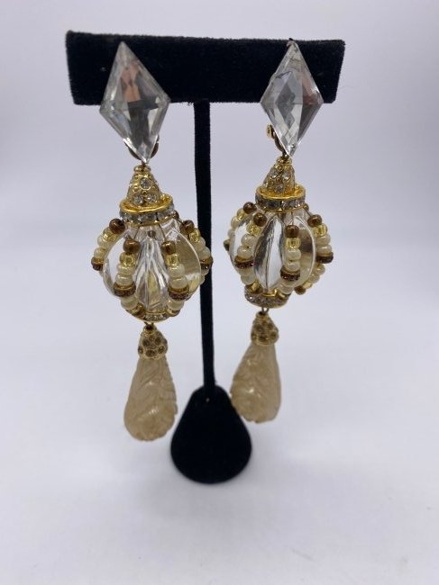 Spectacular Pair of Lucite and Pearl Shoulder Dusters (1 of 3)