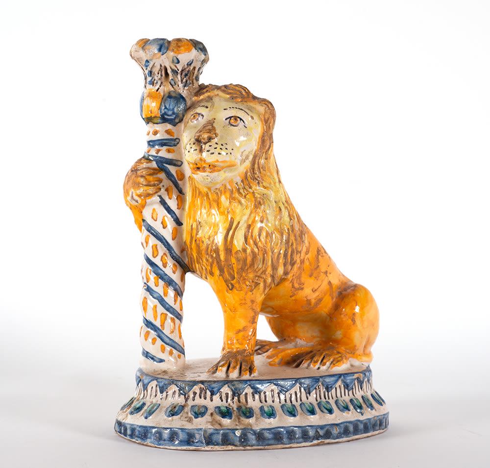 Rare ceramic lion from Talavera, Spain, 18th century (1 of 3)