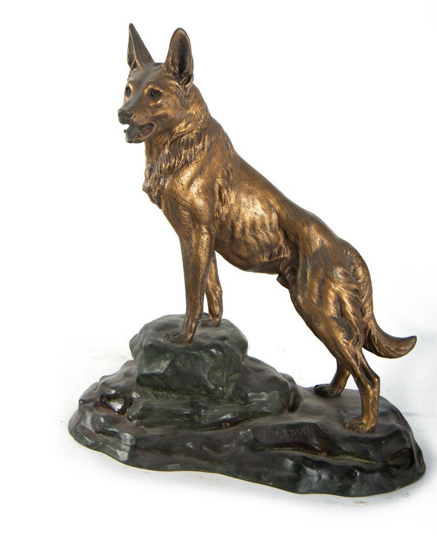 German shepherd sculpture, 19th - 20th century French school (1 of 5)