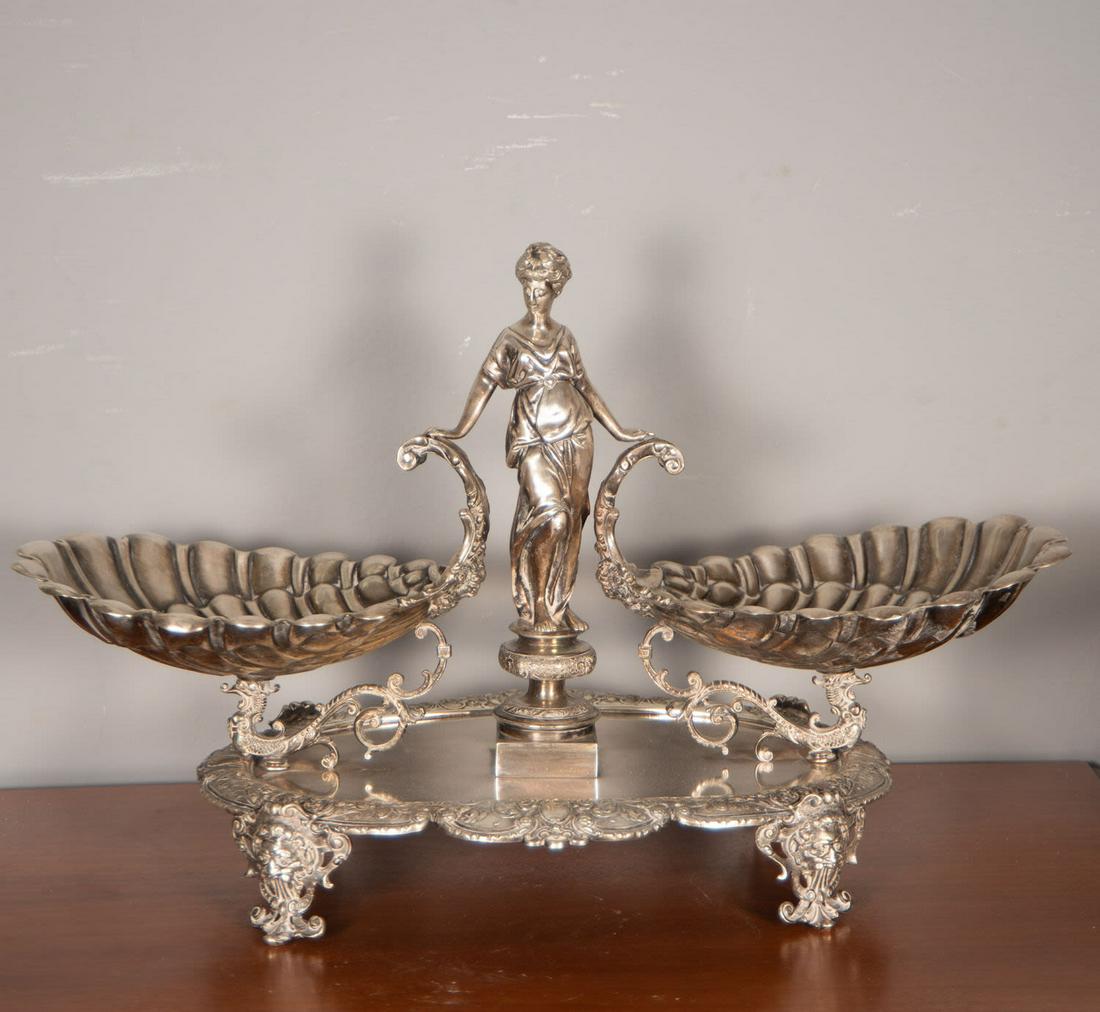 LARGE SILVER PLATE TABLE CENTERPIECE, PLATERO MENSES MADRID, 20TH CENTURY (1 of 11)