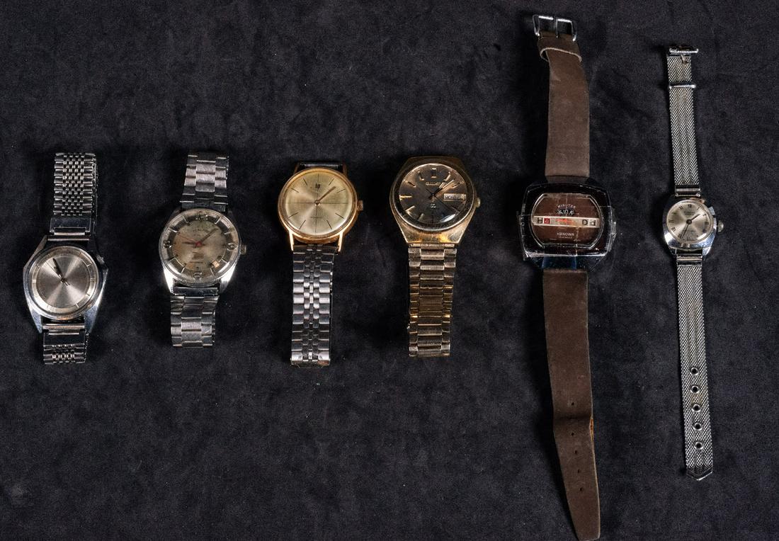 Lot of 6 vintage watches 20th century: 6 men's and women's watches of different brands (Zodiak Olympos, Lin Incabloc, Rubens Super 27, Seiko Quartz 4004, Hanowa 17 Jewels, S/N)