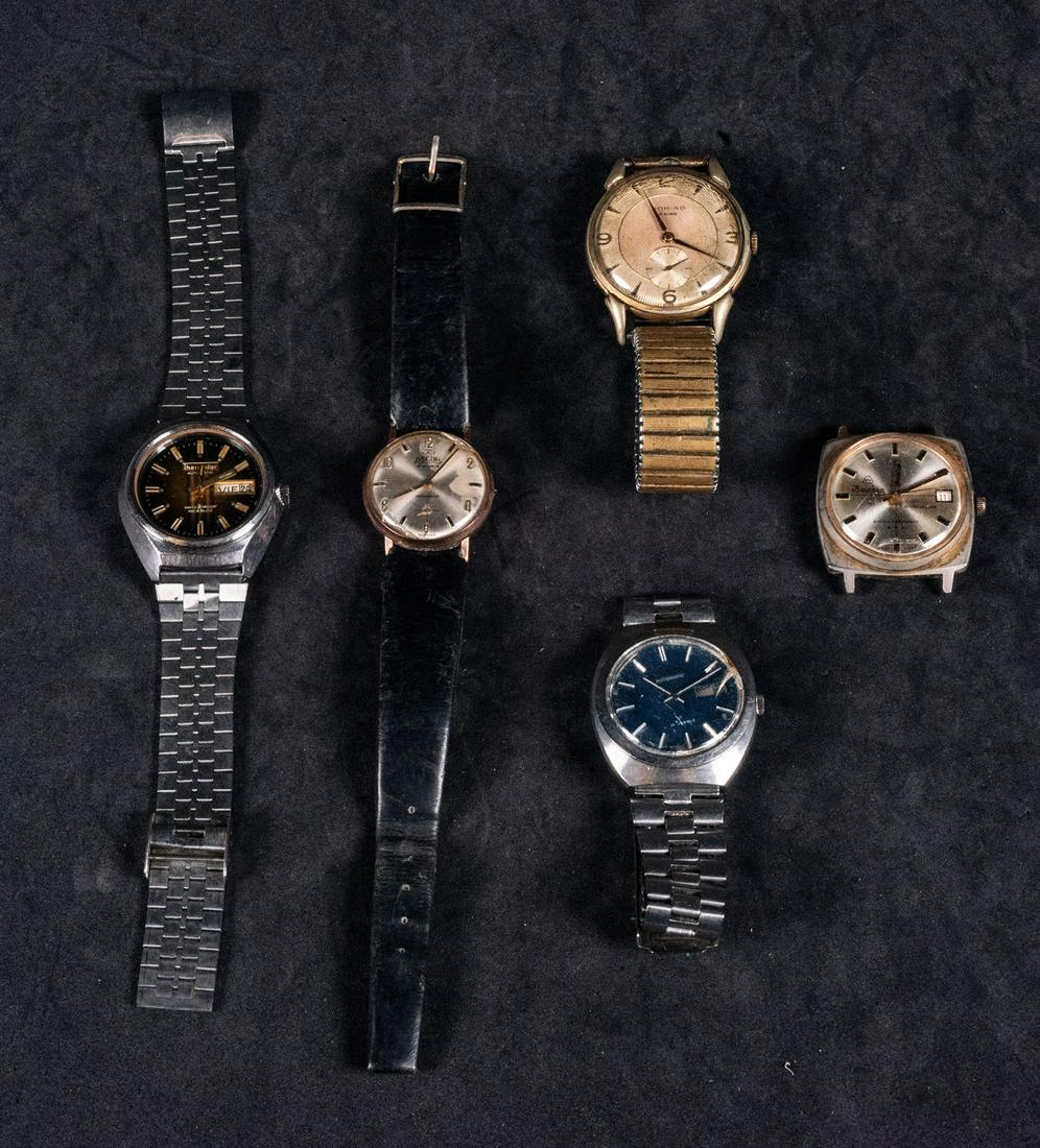 Lot of 5 vintage watches 20th century: 5 men's and women's watches of different brands: (Oscar 17 Rubis, Rom-no 15 Rubis, Bourbon SuperDeLuxe, Citizen Automatic, Thermidor Automatic)