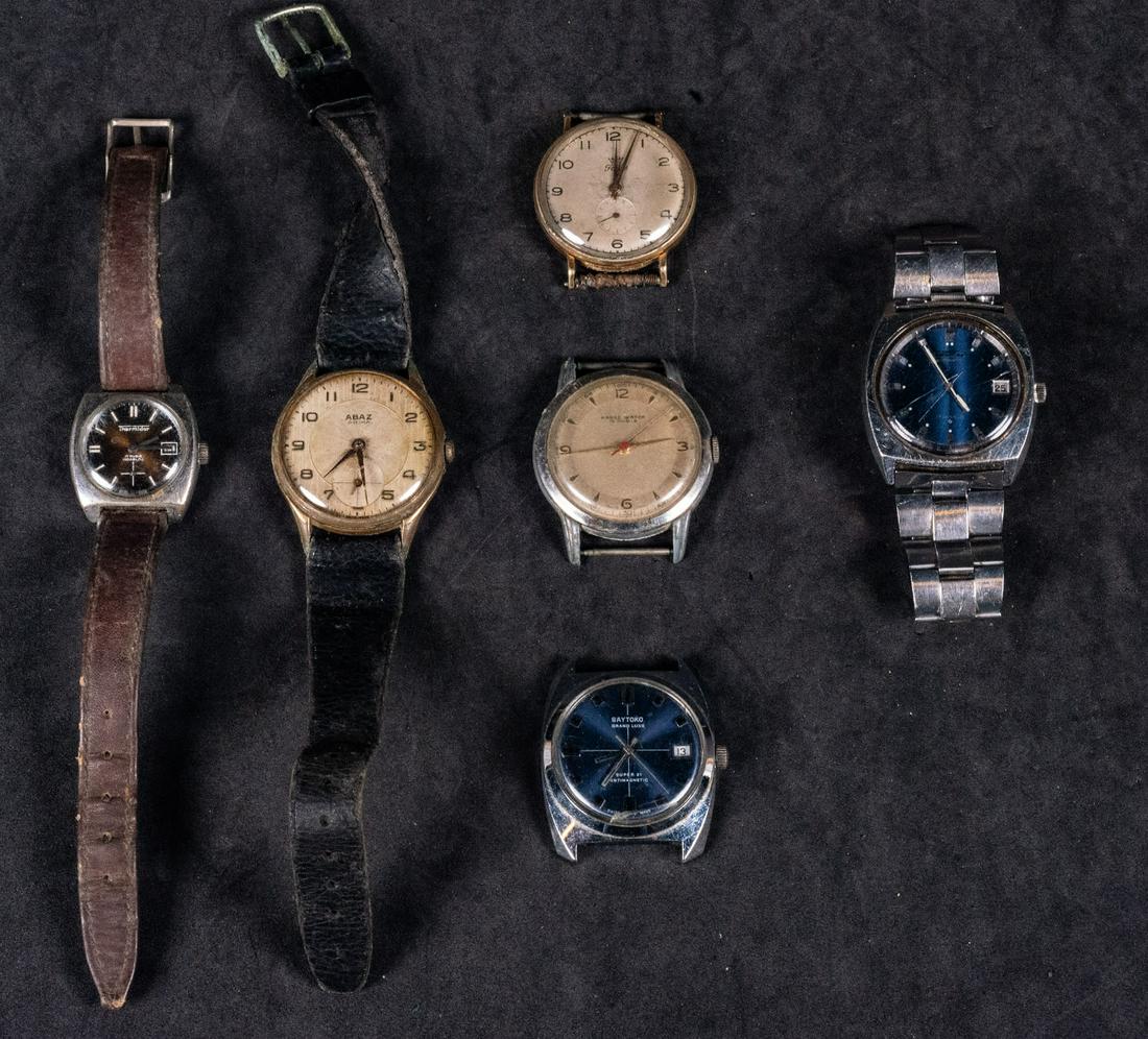 Lot of 6 vintage watches 20th century: 6 men's and women's watches of different brands: (Thermidor 17 Rubis, MareoWatch 15 Rubis, Abaz Prima, Seiko Automatic 17 Jewels, FortisSaytoko Grand Deluxe)