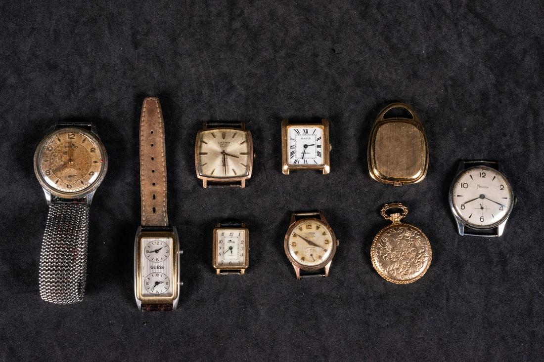 Lot of 7 watches + 2 vintage pocket watches 20th century (1 of 1)