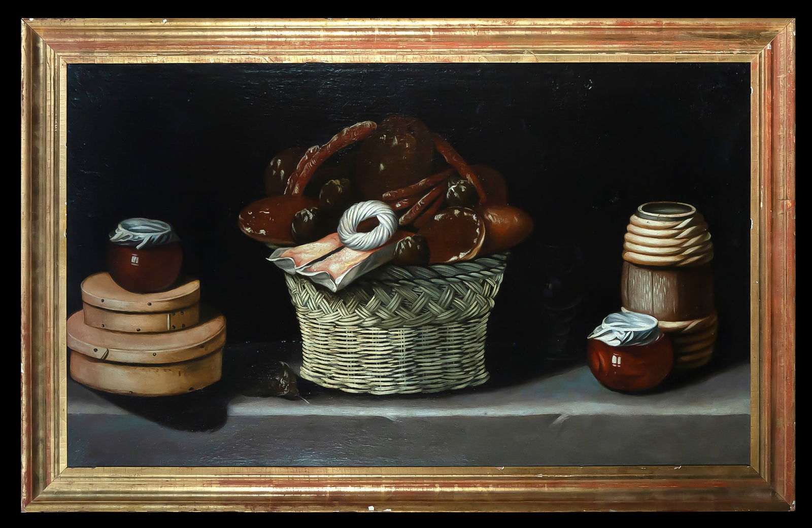 Important Still Life of Sweets, workshop of Juan Van der Hamen y Leon (Madrid, April 8, 1596 -: Oil on canvas, measurements: 100 x 60 cm, framed measurements: 111 x 69 cm. Juan van der Hamen y Leon (Madrid, April 8, 1596 – Madrid, March 28, 1631), Spanish baroque painter of the so-called Golde
