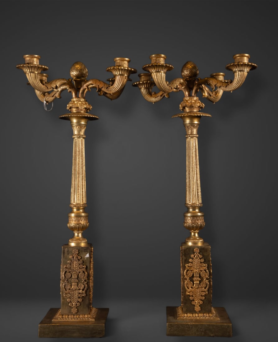 Pair of important candelabras, manner of Thomire, Pierre Philippe. French Empire 19th century (1 of 5)